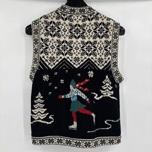 Nordic Style Kate Covington Vest 100% Worsted Wool S/M ?? Reversible  Skater VTG